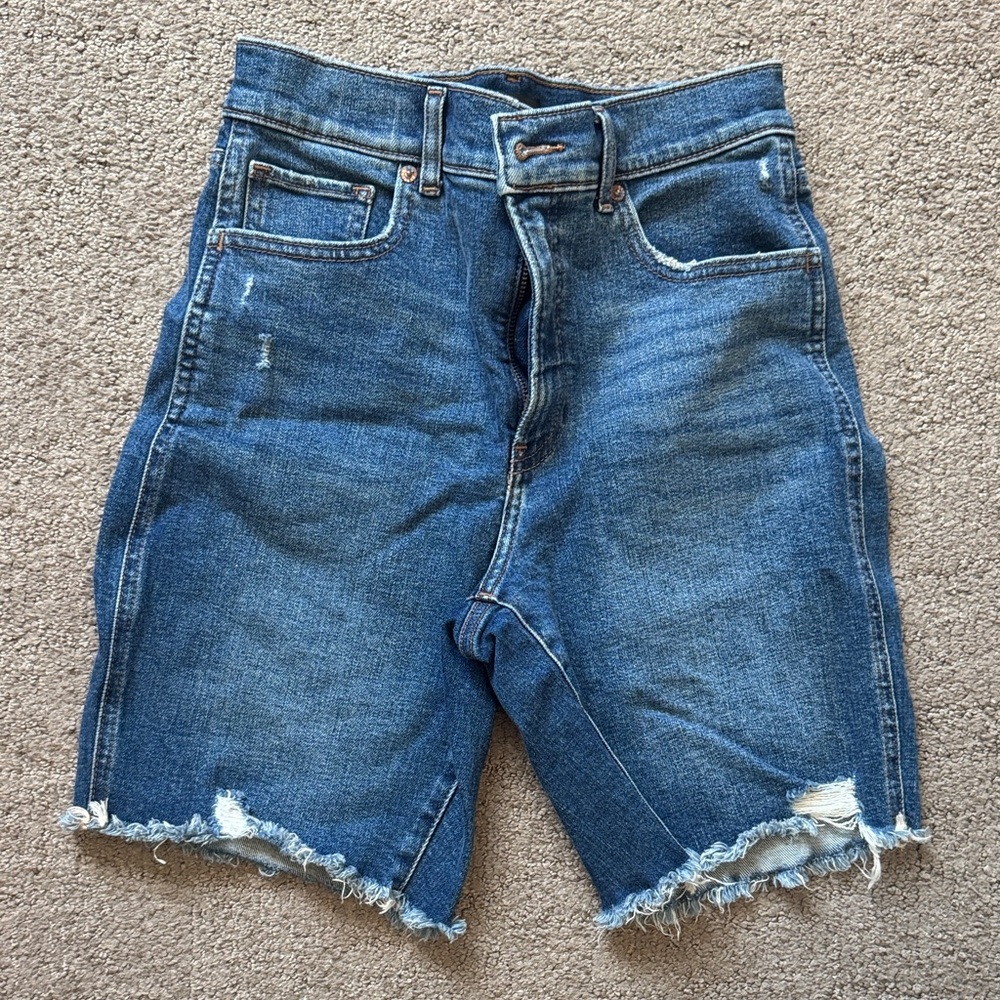 Express Distressed Bermuda Denim Shorts